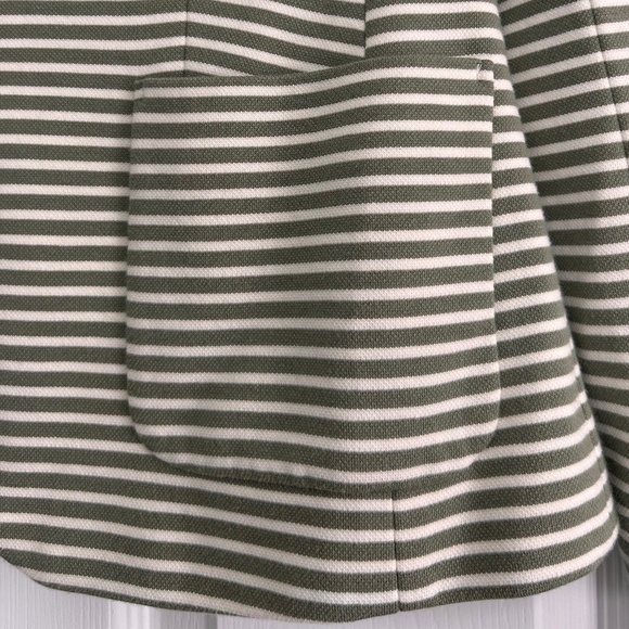 Talbots Aberdeen Knit Blazer Green and White Stripes 3/4 Sleeves, Size 4 - Picture 7 of 10